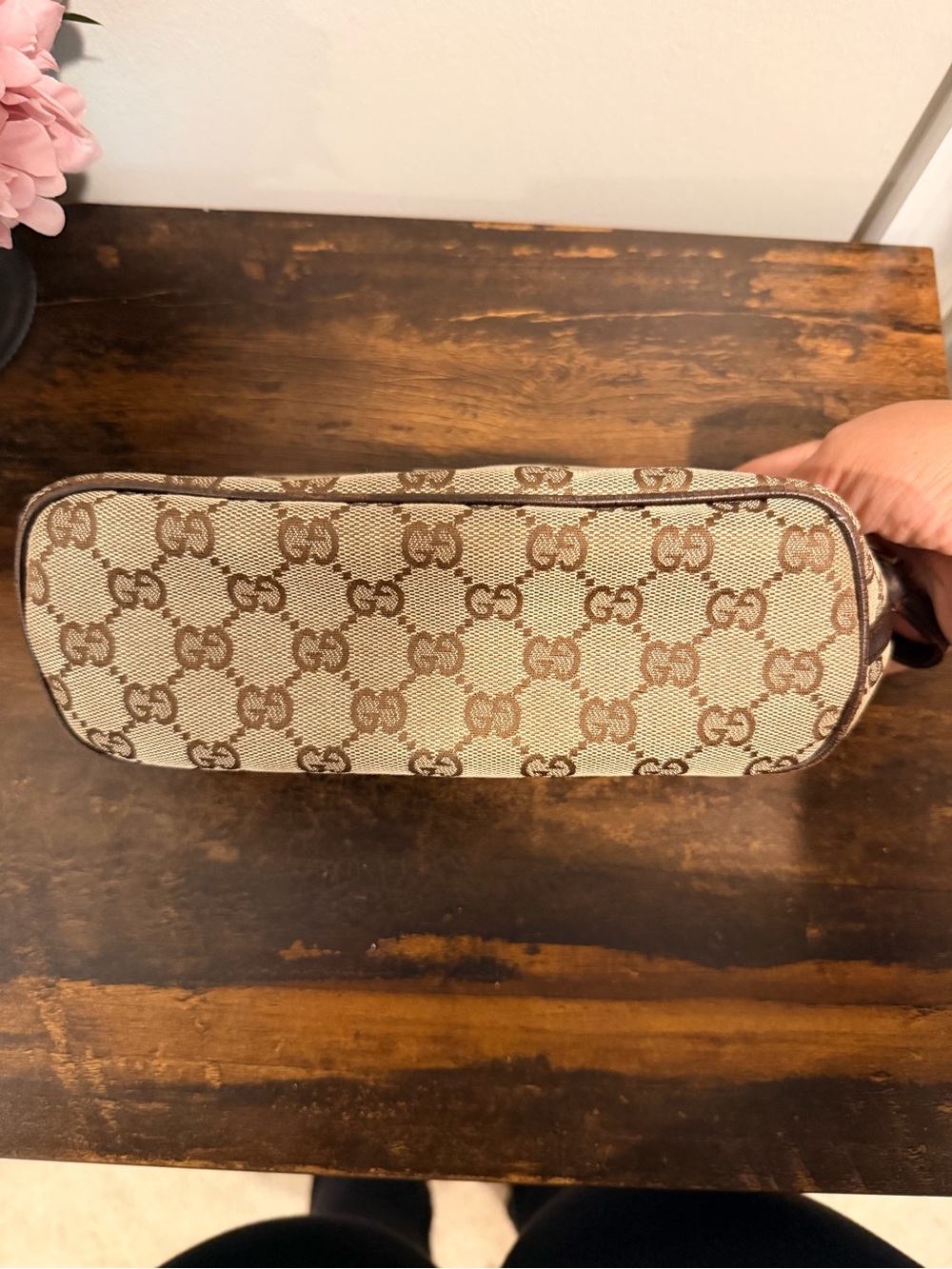 Gucci Beige Brown Monogram Canvas Bag - Picture 5 of 6